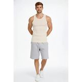 Arka Baskılı Erkek Fit Duruş Spor Fitilli Atlet 2'li Set Siyah Ve Bej Slim Fit Kaşkorse Spor Atlet