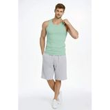 Arka Baskılı Erkek Fit Duruş Spor Fitilli Atlet 2'Li Set Siyah Ve Mint Yeşili Slim Fit Kaşkorse Spor Atlet