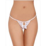 Arkası Açık Fiyonklu Beyaz Dantel String - Tanga CK270022