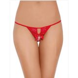 Arkası Açık Fiyonklu Kırmızı Dantel String - Tanga CK270024