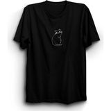 Arkaya Bakan Kedi, Cat Tişört - Siyah - XL