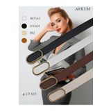 ARKEM CLUB Kemer, Kot Kemeri, 4 Lü Set, Gömlek, Pantolon, Elbise Kemeri, İnce Kemer 1,5 cm