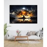 Arkeot Düşünce Ağacı Duvar Tablosu - Salon Oturma Yatak Odası Mutfak Genç Odası Ofis Için Kanvas Dekor - 80 x 120 cm