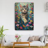 Arkeot Kedi Masalı Kanvas Duvar Tablosu - Ev Salon Mutfak Bebek - Çocuk- Yatak Odası Dekorasyonu - 90 x 60 cm - Yeşil