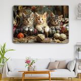 Arkeot Sevimli Patiler Kanvas Duvar Tablosu - Ev Salon Oturma Odası Mutfak Bebek - Çocuk Odası Dekorasyonu - 90 x 60 cm - Altın