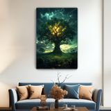 Arkeot Ulu Ağaç Kanvas Duvar Tablosu - Ev Salon Oturma - Yatak Odası Mutfak Ofis Dekorasyonu - 80 x 120 cm - Yeşil