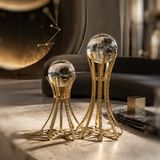 Arkhe 2'li Dekoratif Cam Küre Seti Gold Metal Ayaklı Sehpa Konsol Ev Ofis Aksesuarı Hediyelik Obje