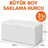Arkhelais 3’lü Büyük Boy Saklama Hurç Seti Yorgan Battaniye Kıyafet İçin 100 cm x 50 cm Organizer