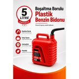 Arkhelais Benzin Bidonu - Akaryakıt Bidonu - Mazot Yakıt Taşıma Depolama Bidonu Boşaltma Borulu Antistatik Plastik 5 Litre