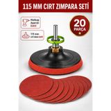 Arkhelais Cırt Zımpara Seti - 115 mm Zımpara Kağıdı - Matkap Aparatı Cırt Tabanlı El Zımparası Spiral Taşlama 20 Parça