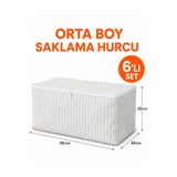 Arkhelais Hurç - Baza Altı Hurcu - 6’lı Set - Orta Boy - Gri Çizgili - Kıyafet Saklama Hurcu Yatak Altı Organizer