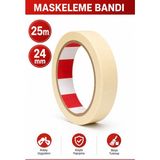 Arkhelais Kağıt Bant - Maskeleme Bandı - Boya Bandı Hobi Boya Badana Kestirme Ince Kağıt Bant 24 mm x 25 Metre