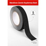 Arkhelais Kaydırmaz Bant - Merdiven Kaydırmaz Bant - Zemin Kaymaz Bant Yapışkanlı Siyah Yer Kaydırmaz Şerit 2.5 cm x 5 Metre