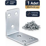 Arkhelais L Demiri - Köşebent Bağlantı Aparatı - Mobilya Dolap Duvar Sabitleme Gönye Metal Bağlantı Parçası 45X45X30 mm 1 Adet