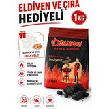 Arkhelais Mangal Kömürü 1 kg - Barbekü Kömürü Piknik Kamp Kömürü Eldiven ve Çıra Hediyeli