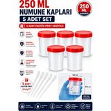 Arkhelais Numune Kabı 250 ml 5 Adet – Vidalı Kapaklı Gıda, Su ve Laboratuvar Numune Saklama Kabı + 5 Pastör Pipet