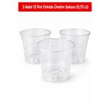 Arkhelais Orkide Saksısı Şeffaf - Orkide Üretim Saksısı - 0,75 Lt Drenajlı Plastik Saksı - 3 Adet 12 Pot