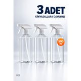 Arkhelais Sprey Şişesi Seti 3 Adet - Boş Fısfıs Sprey Şişesi - Şeffaf Boş Şişe 500 ml - Kuaför Saç Su Spreyi - Kimyasallara Dayanıklı