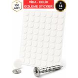 Arkhelais Vida Kapatıcı - Vida Tapası - Beyaz Yapışkanlı Vida Deliği Kapama Etiketi Mobilya Dolap Sticker Kapak 100 Adet
