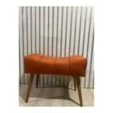 Arkın Orange Puf, Turuncu Renk , Ahşap Ayak Çima Dikiş ,modern Tasarım