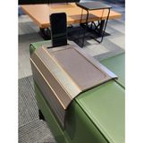 Arkitekt Ex Telefon Tutuculu Ahşap Katlanır Portatif Organizer Yan Sehpa Kaydırmaz Deri Yüzeyli Koyu Gri