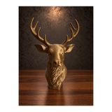 ARKlife 3D Electronic Bronz Gold Geyik Başı Biblo 22cm Dekoratif Heykeli Ev Salon Ofis Dekoru Hediyelik