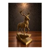 ARKlife 3D Electronic Dekoratif Majestik Geyik Biblo 22cm Bronz Gold Heykeli Ev Salon Ofis Dekoru Hediyelik