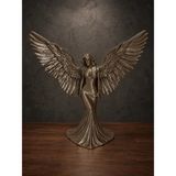 ARKlife 3D Electronic Kanatlı Melek Kadın Heykeli Şık Dekoratif Ev Ofis Hediyelik Biblo - Bronz - Altın