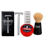 Arko Kase 150 gr Tıraş Sabunu + Traş Fırçası Vintage Editiontıraş Fırçası + Klasik Tıraş Bıcağı 5 Yedek Bıcak | Klasik Islak Tıraş Seti