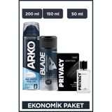 Arko Men Cool Tıraş Köpüğü+Privacy Men Addiction Edt Parfüm+Blade Mountain Fresh Erkek Deodorant