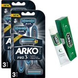 Arko Men Pro3 3'Lu 3 Bicakli Tiras Bicagi 2 Adet + Hediye Arko Krem