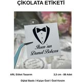 ARL Etiket Tasarım Damat Bohçası Beyaz Çikolata Etiketi 3,5 cm 88 Adet - Vinyet Baskı