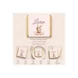 arl etiket tasarım dijital baskı merkezi İsme Özel Pembe Tavşanlı Çikolata Etiketi 3,5x3,5 cm - 88 Adet