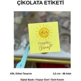 ARL Etiket Tasarım Isme Özel Güneş Figürlü Çikolata Etiketi 3,5x3,5 cm 88 Adet -Vinyet Baskı