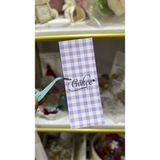 ARL Etiket Tasarım Isme Özel Tam Kapama Mor Kot Desen Çikolata Etiketi 3,5x9 cm 64 Adet - Vinyet Baskı