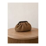 ARLEN STUDIO Kadın Burslu Hasır Clutch Çanta Portföy Çanta Zincir Askılı Omuz ve El Çantası 27x10 cm