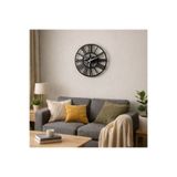 ArliaDesign 50 cm Modern Roma Rakamlı Siyah Ahşap Duvar Saati / Sessiz Mekanizma Dekoratif Salon Saati