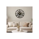 ArliaDesign Modern Roma Rakamlı Siyah MDF Ahşap Duvar Saati / 50 cm Sessiz Mekanizma Dekoratif Saat