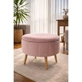 Arlin Babyface Pembe Modern Sandıklı Dekoratif Puf Sandalye - 48*48
