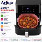 Arlina Home Kids 20 cm Kare Model Isıya Dayanıklı Yıkanabilir Silikon Airfryer Pişirme Matı - Pudra