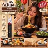 Arlina Home Kids Bambu Chopstick 23 cm Çin Yemeği Çubuğu 25LI Set - Ahşap