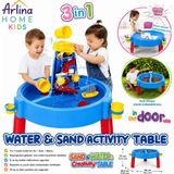 Arlina Home Kids Eğlenceli Su Kum ve Aktivite Masası 3'ü 1 Arada - Mavi - Kırmızı