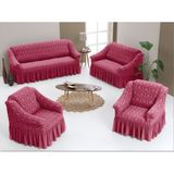 Arlisa 3+2+1+1 Jakarlı Koltuk Örtüsü Takımı - 185 x 230 cm - Bordo