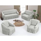 Arlisa 3+2+1+1 Jakarlı Koltuk Örtüsü Takımı - 185 x 230 cm - Krem