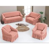Arlisa 3+2+1+1 Jakarlı Koltuk Örtüsü Takımı - 185 x 230 cm - Pembe