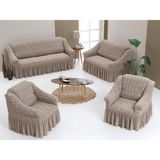 Arlisa 3+2+1+1 Jakarlı Koltuk Örtüsü Takımı - 185 x 230 cm - Taş