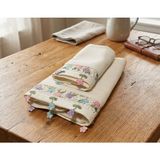 Arliva Home Alya Kadife Nakışlı 2 Li Analı Kızlı Havlu Seti(1 Adet 30X50 cm ve 1 Adet 50X85 Cm) - Ekru - 50 x 85 cm