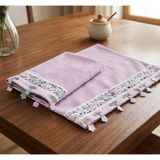 Arliva Home Alya Kadife Nakışlı 2 Li Analı Kızlı Havlu Seti(1 Adet 30X50 cm ve 1 Adet 50X85 Cm) - Mor - 50 x 85 cm