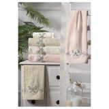 Arliva Home Bambu Kelebek Kuşlu 3 D Nakışlı %70 Bambu %30 Pamuk 5 lı 50x90 cm El Yüz Havlusu