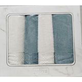 Arliva Home Banyo Havlu Takımı %100 Pamuklu 2 Adet 50X90 cm ve 2 Adet 90X150 cm - 90 x 150 cm - 50 x 90 cm - Turkuaz - Beyaz